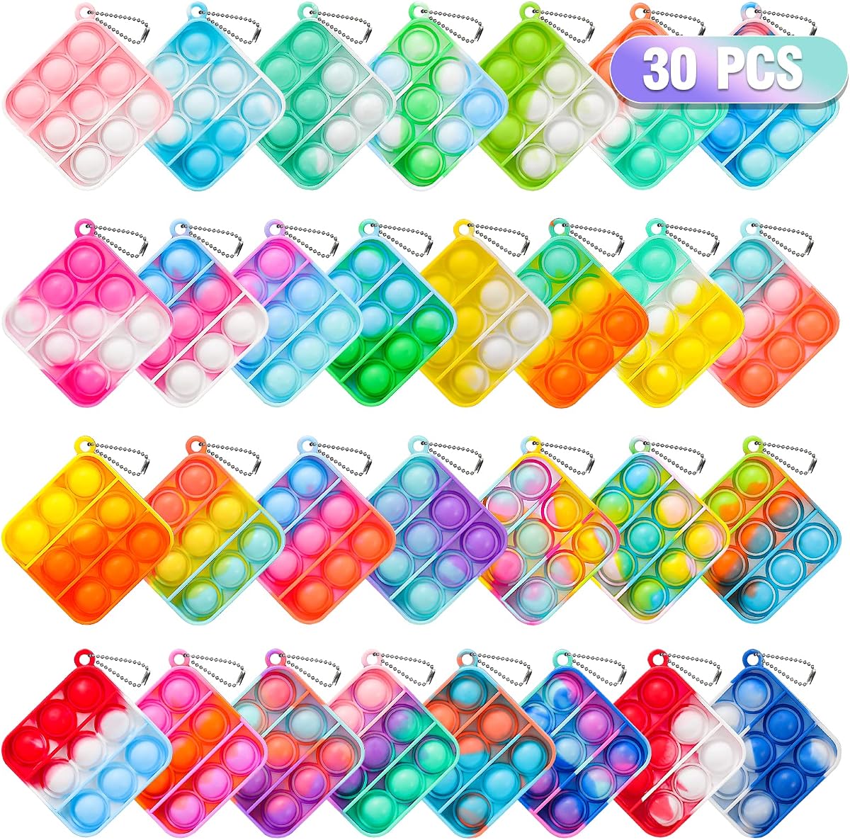 Pop It Mini Keychain 30-Pack